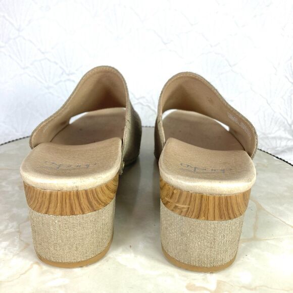 Dansko Slides Comfort Sandals Women 9.5 Taupe Textured Leather Open Toe Coastal - Picture 8 of 13